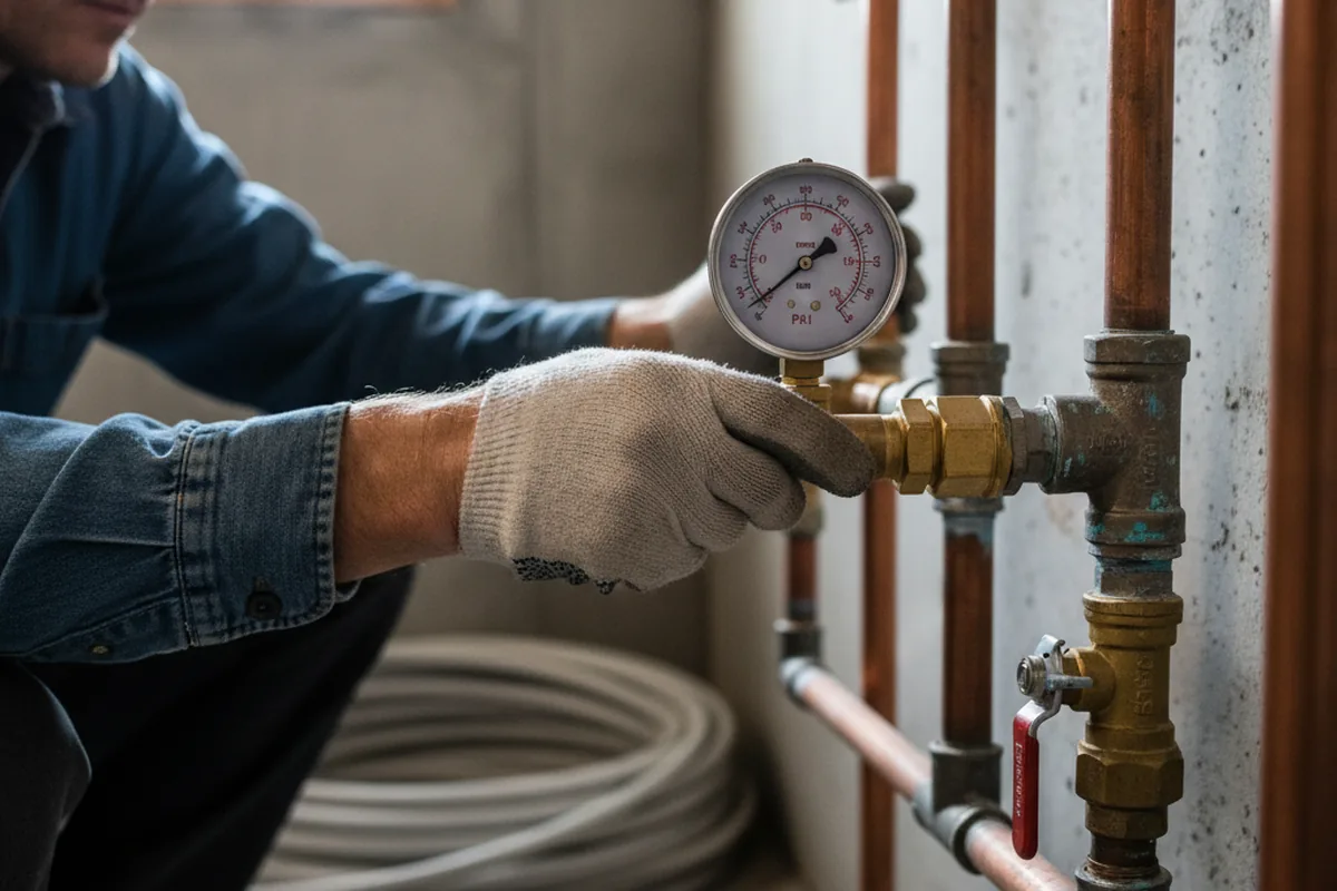 Pressure testing a repaired line during Water Line Repair in South Haven